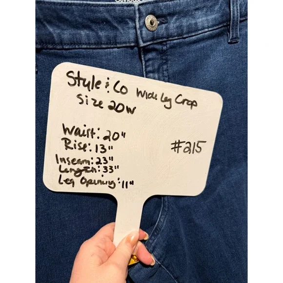 Style Co Wide Leg Crop Jeans Embroidered Hem Dark Wash Women's Size 20W - Picture 7 of 7